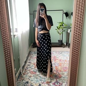 Reformation | Veronica Polka Dot Button Slit Skirt